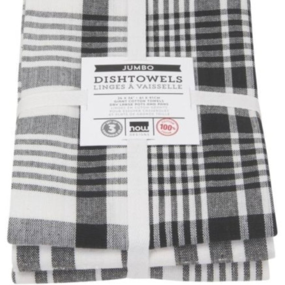 NOW DESIGNS Tea Towels Set 3 Jumbo Dish Towels NWT